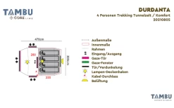 Tambu Durdanta Komfort 4 Personen Trekking Tunnelzelt Braun