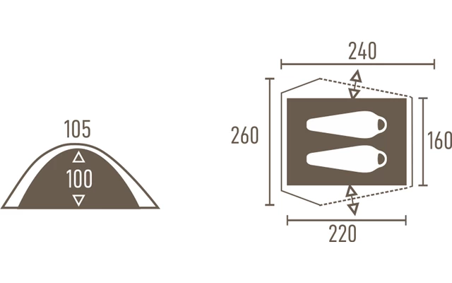 Tambu Binodana 2 Personen Trekking Kuppelzelt Braun 1 Tambu Binodana 2 Personen Trekking Kuppelzelt Braun